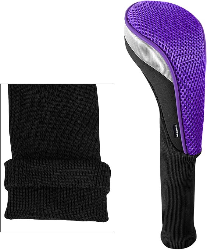 Andux 3pcs/Set Golf 460cc Driver Wood Club Head Covers Long Neck | for Driver Fairway Wood with Interchangeable No. Tags Mesh Breathable material Coloured Piping Pull-On Closure