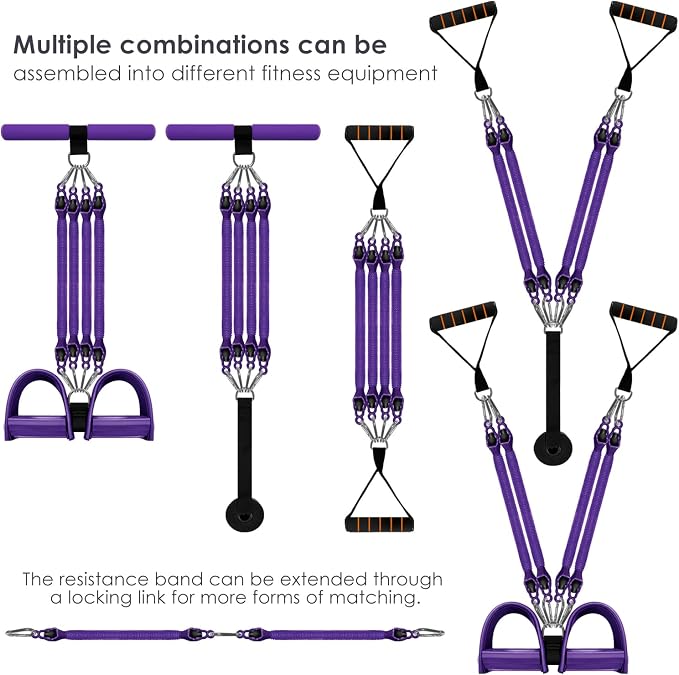 Resistance Bands Set with Handles, 8 Levels up to 200 lb, Door Anchor, Foot Plate, Carry Bag, Home Gym Exercise Equipment for Full Body Workout