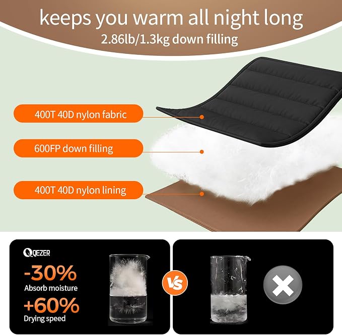 XL Sleeping Bag-600 Fill Power Down Sleeping Bag for Adults, Ultralight Ideal for Backpacking, Camping, Hiking