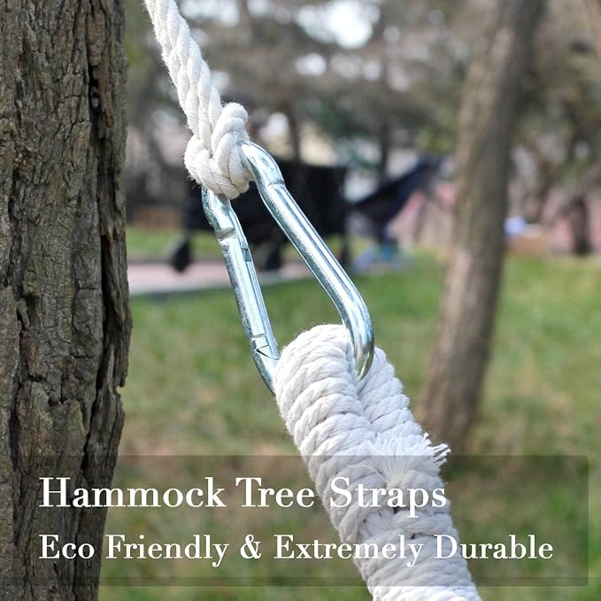 INNO STAGE Hammock Tree Straps Extra Long - 2 Pack Tree Swing Hanging Straps Hammock Rope 16.4ft Each with Heavy Duty Carabiner Hooks Kit for Camping Trip Playground Outdoor