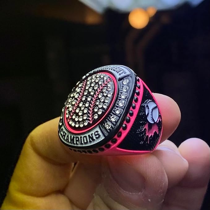 Legacy Rings 1 or 12 Pack Bright Pink Softball Baseball Championship Trophy Ring Women's Award for Tournament Champion or Finalist