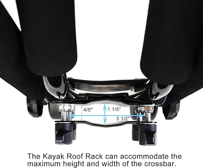 Folding Kayak Roof Rack J-Bar Adjustable | For Kayak/Canoe/SUP, Roof Mounting, Fits SUV/Car/Truck Crossbars(23-krf-1 )