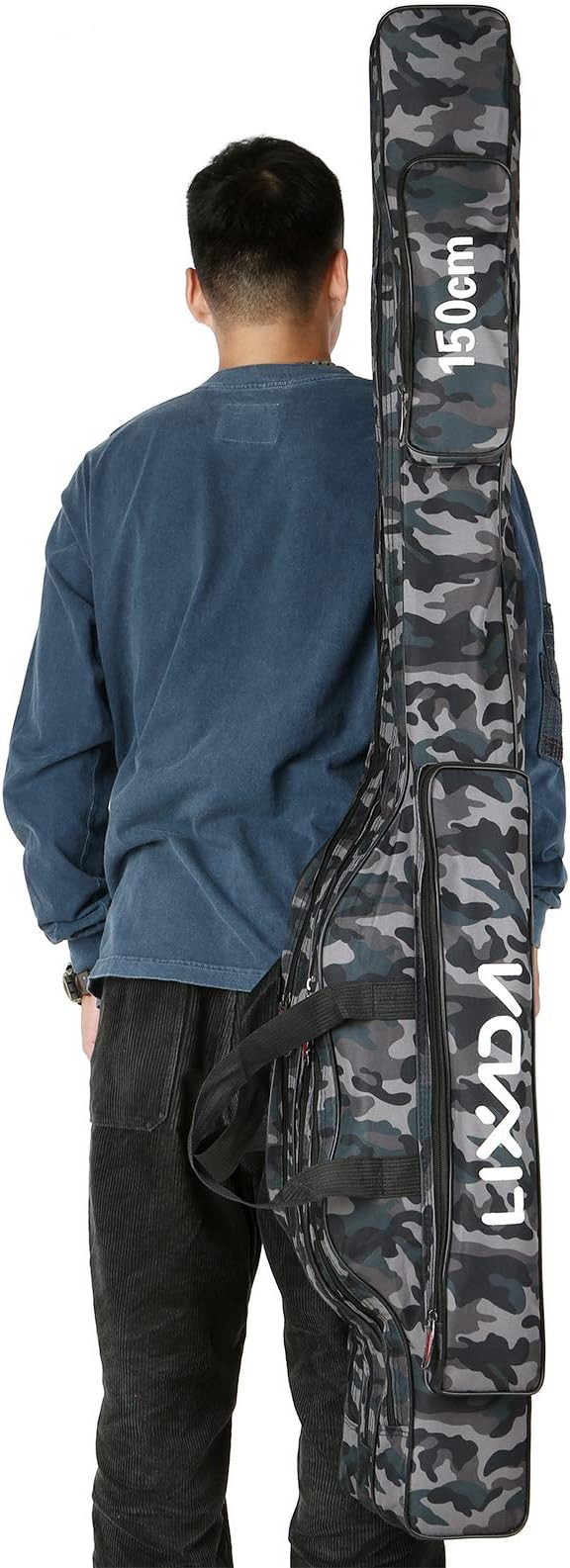Lixada Fishing Rod Case - 3 Layers Oxford Bag, Portable Folding Carrier for Rods and Reels, Tackle Storage Travel Bag, 90cm/120cm/150cm Optional