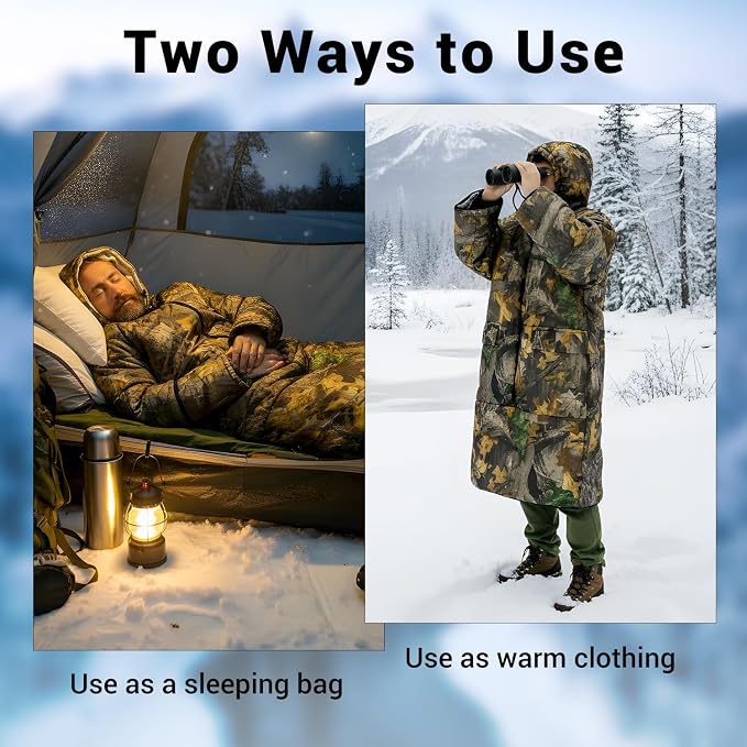 Wearable Sleeping Bag Adult Outdoor & Indoor Sleeping Bags Applicable Temperature 25℉-50℉ Designed for Camping, Hiking, Backpacking, and Other Outdoor Adventures