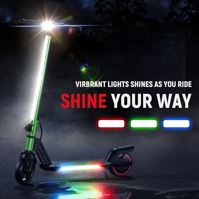 Foldable Electric Scooter for Kids, with Bright Front LED Lights,Shining Pedal, LED Display, Dual Brakes 150W Motor Kids Electric Scooter, UL2272 Certified