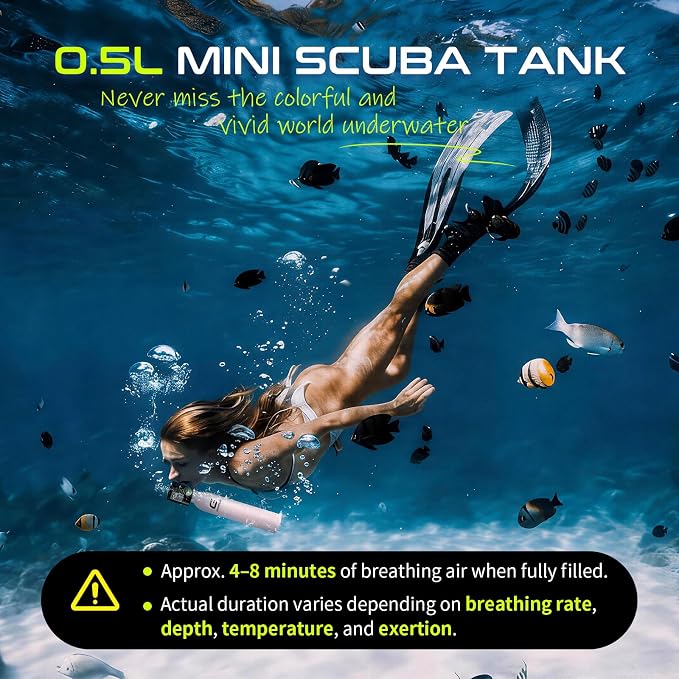 GOYOJO Mini Scuba Tank with DOT Certified, Portable Scuba Diving Kit with Optional Snorkel Mask Combo, Refillable Emergency Backup Pony Bottle for Snorkeling, Underwater Breathing, Training