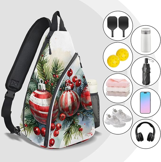 Pickleball Bag for Women Men Adjustable Crossbody Sling Backpack Hold Paddle Accessories