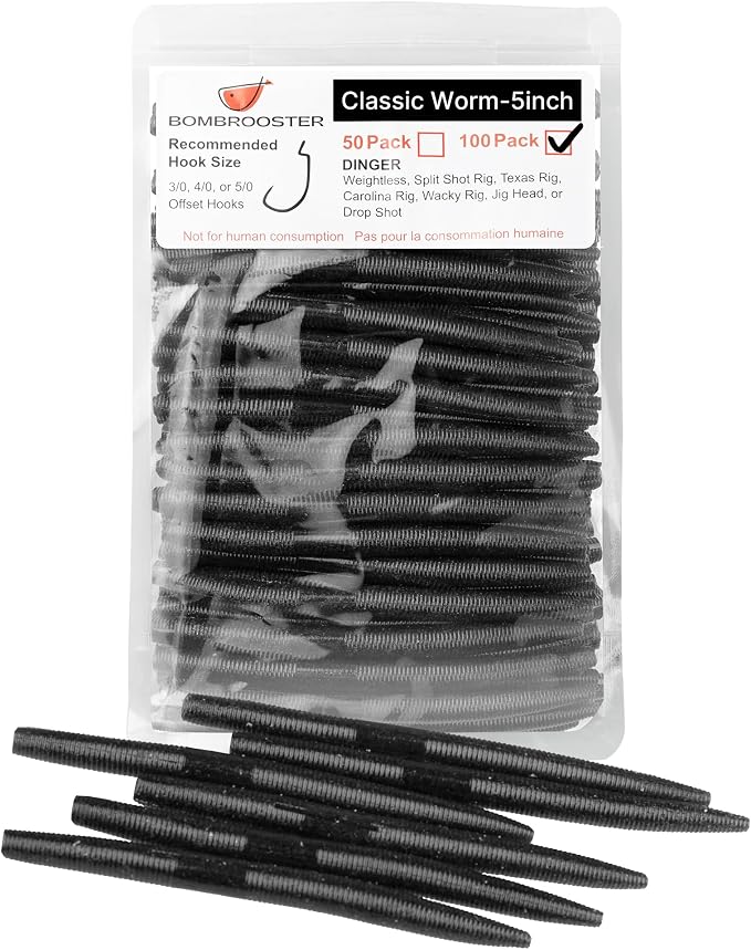 4"/5" Senko Worms Kit, Salt Impregnated Soft Plastic Lures | 30/50/78/100 Wacky Worms for Bass Fishing, Freshwater & Saltwater Applications,Artificial fishing bait