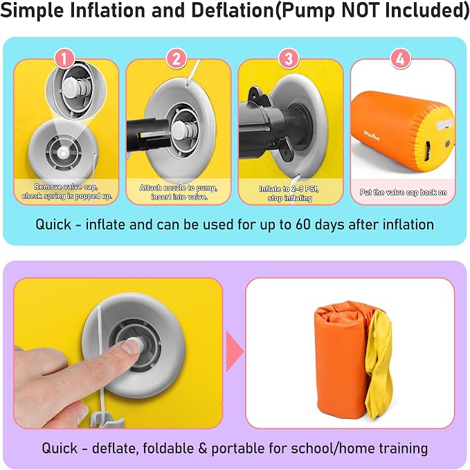 Gymnastic Air Barrel, Inflatable Tumble Track, Tumbling Mat, Roller Octagon Trainer for Back Handspring and Back-bend for Home, Gym, No Pump