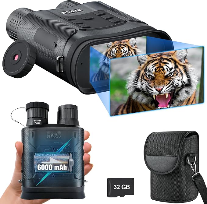 Nightiger Night Vision Binoculars High Resolution 6x5 Excellent Color Optics Built-in 6000mAh Rechargeable Batteries FHD Night Vision Goggles with Camera Night Vision Monocular Telescope Binoculars