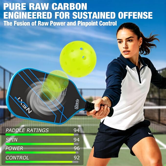 Pickleball Paddles Set of 2 - Graphite Carbon Fiber Pickleball Set with 16mm, Lightweight T700 Pickle Ball Rackets 2 Pack with 4 Outdoor Balls and 1 Bag