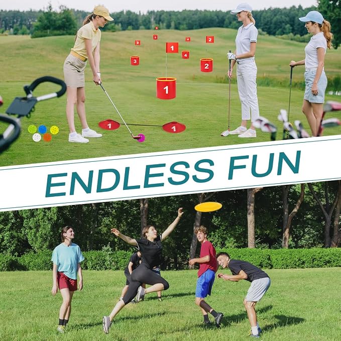 Golf Yard Bucket Games, 6 Holes Golf Practice Game with Flag, Indoor Outdoor Golf Chipping Game for Park, Beach, Backyard, Lawn