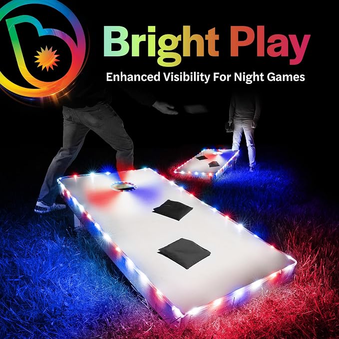 Brightz Premium Cornhole Light Bundle - Ring Lights + Board Edge Lights for Patriotic Theme