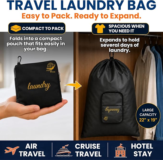 Travel Laundry Detergent Sheets with Laundry Bag and Strong Portable Clothesline – Laundry Detergent Sheets, Foldable Laundry Bag & Elastic Travel Clothesline for Hotels, Cruises & Trips