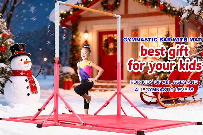 Marfula Gymnastic Bar For Kid and Teenage of 3-25, 5Ft/8 FT Base Length 4Ft Width 5Ft Adjust Height, Gymnastic Kip Bar For Gymnast, Gymnastic Training Equipment For Professional Training Home Club Use