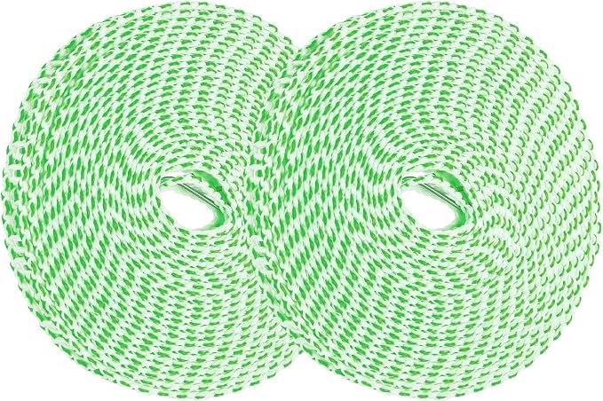 uxcell 2 Pcs Portable Travel Clothesline, 26.2ft Clothes Line Outdoors Travel Hanger Foldable Clothesline Rope with Hooks for Camping Hotel Backyard Home Cruise Ship, Green