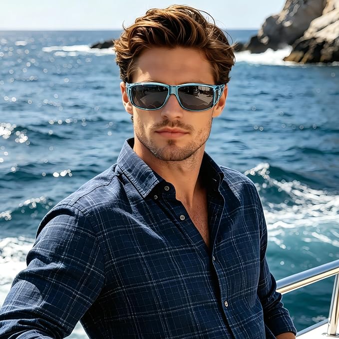 URUMQI Polarized Sunglasses Fit Over Glasses for Men Women, Wraparound Sun Glasses UV400 Protection for Driving Fishing
