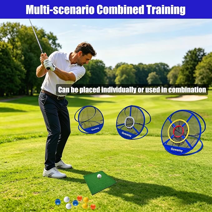 Set of 3 Golf Chipping Nets (3 Sizes) - Pop-Up Practice Targets for Indoor & Outdoor