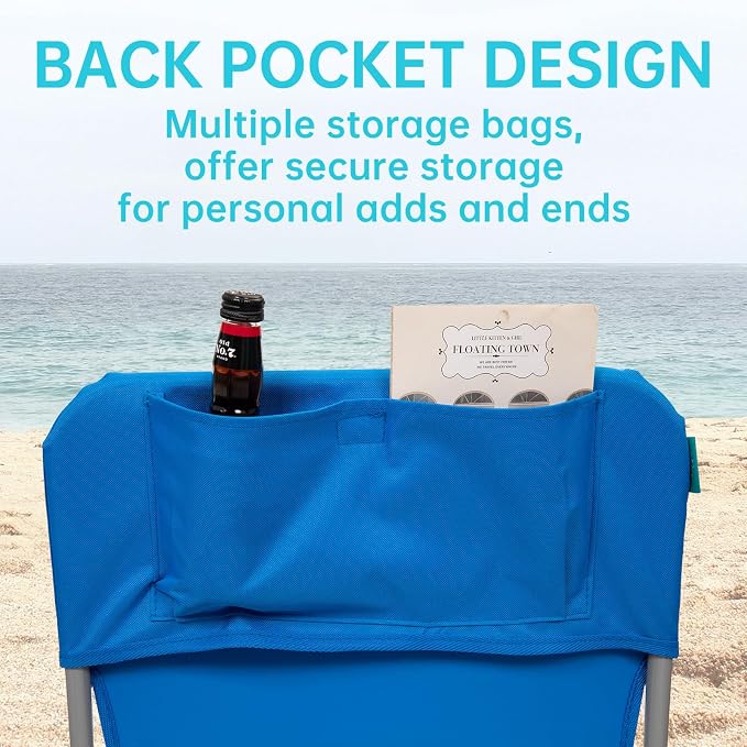 #WEJOY Folding Beach Chair for Adults, Lightweight Beach Chair with Shoulder Straps, High Back Camping Chairs with Hard Armrest, Supports 300lbs for Outdoor Lawn Concert