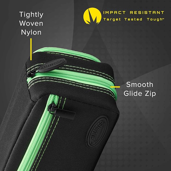 Casemaster Plazma Pro, 6 Dart Case for Soft and Steel Tip Darts, Features Large Front Mobile Device Pocket, Built-In Storage Tubes and Pockets for Flights, Tips, Shafts, and Personal Items