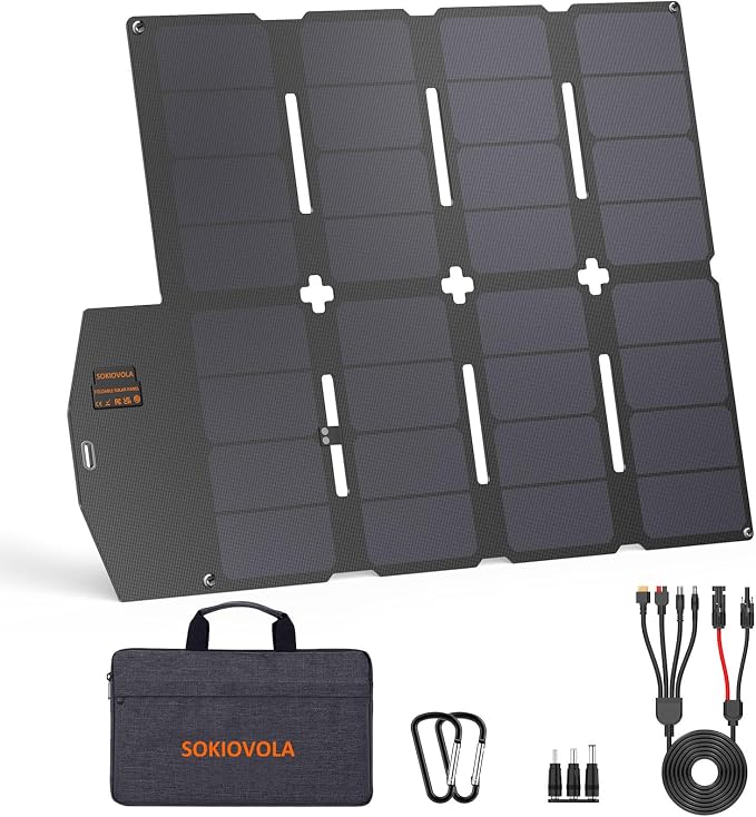 SOKIOVOLA 100W Portable Solar Panel MC-4 Foldable Solar Panel Charger Kits 18V IP68 Waterproof Lightweight and Compact for Small Power Station RV Travel Outdoor Activities