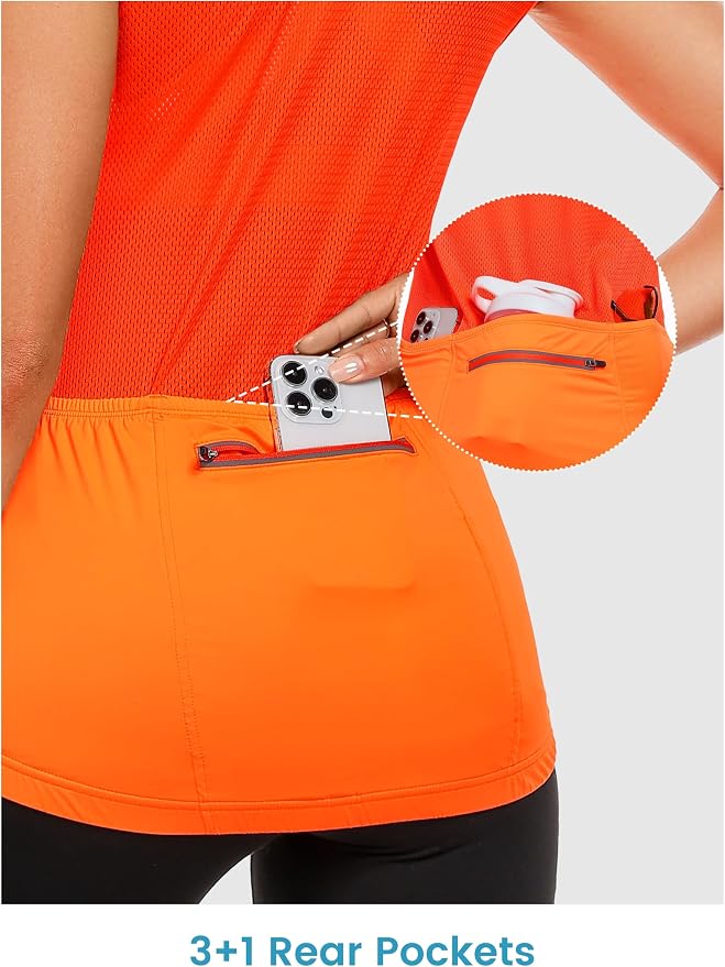 Little Donkey Andy Women's Breathable Cycling Vests full Zip Reflective Sleeveless Jerseys Running Biking Shirts 4 Pockets