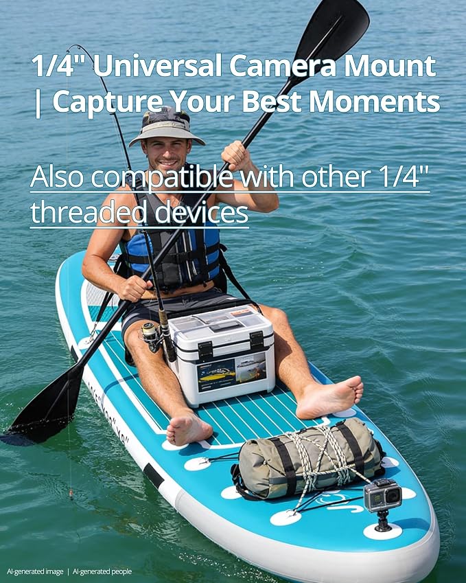 Inflatable Stand Up Paddle Board with Seat, 10'6"/10'5" SUP 440LBS, Recreational Paddleboard for Adults Beginners, Blow Up Paddle Board with Fishing Design, Camera Mount, Cooler Bag & Full Accessories