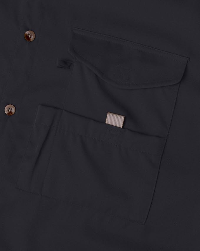 Alimens & Gentle Short Sleeve Fishing Shirt Wicking Fabric Sun Protection Casual Button Down Shirts