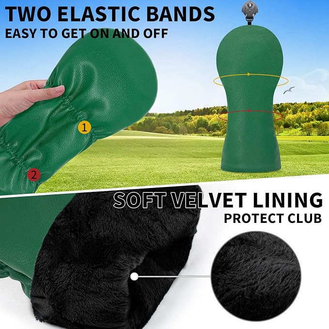 Golf Accessories Golf Club Covers for Driver, Fairway, Hybrids - Golf Driver Headcover/Golf Fairway Wood Head Cover/Hybrid Headcover for Men/Women Golfer