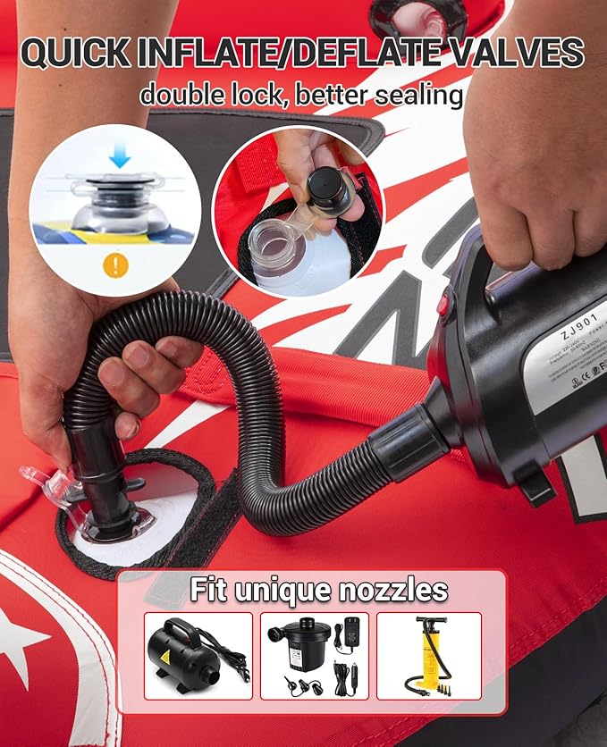ZOOMBROS Towable Tubes for Boating 2-3 Person, Water Tubes for Boats to Pull, Safety Inflatable Boat Tubes and Towables, Water Sport Towables with Drainage, Quick Connector and Wings