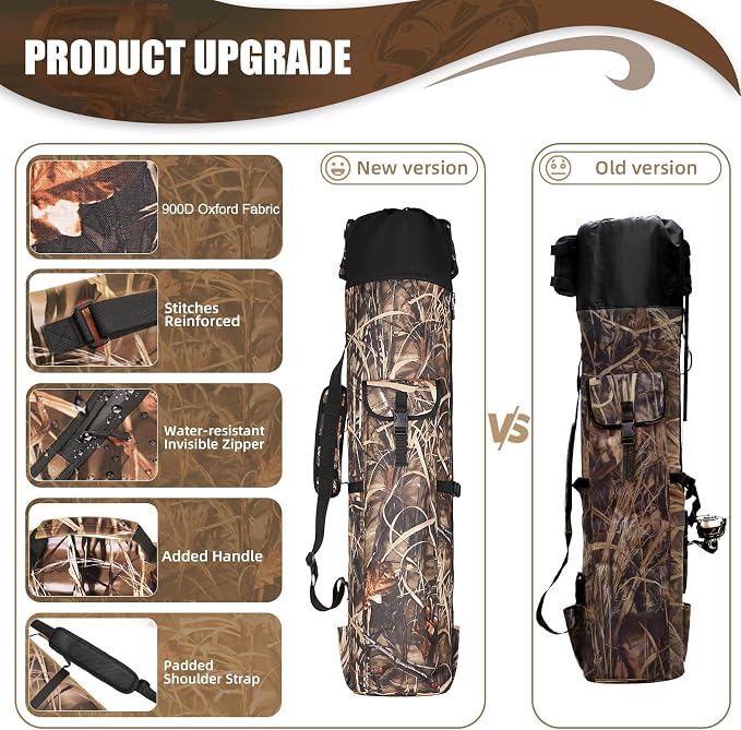 Fishing Pole Bag Rod Case, Folding Fishing Pole Bag Fishing Gear