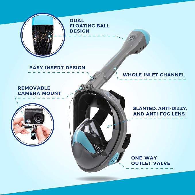 Seavenger Nautilus Full Face Snorkel Mask with New Breathing System