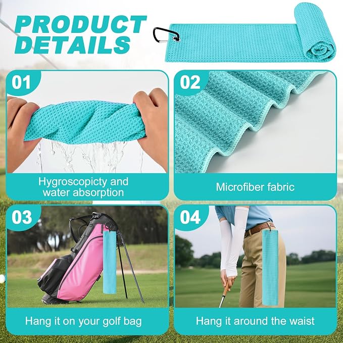 15 Pcs Golf Accessories Kit, Includes Cleaner Brush Towel Tees Golf Ball Bag with Hook Divot Tool with Ball Marker, Golf Essentials Kit for Women Man Gifts