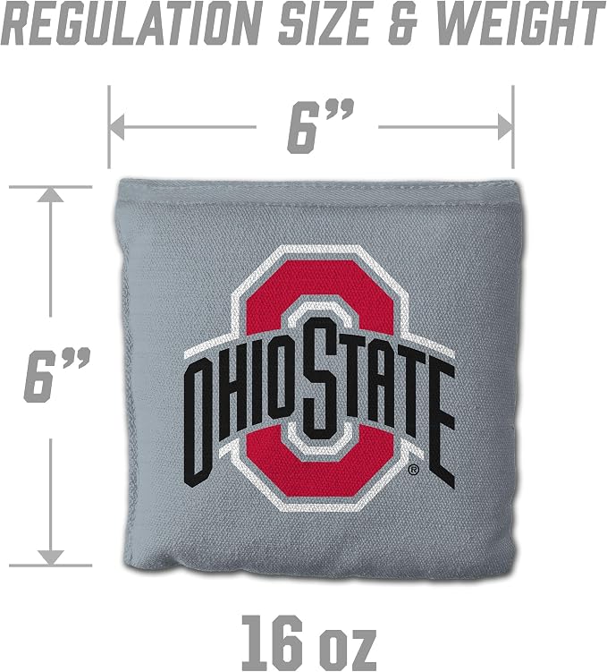 YouTheFan Officially-Licensed NCAA Set of 8 Cornhole Bags - All Weather Dual Sided Slide & Stop - Regulation Size with Carry case