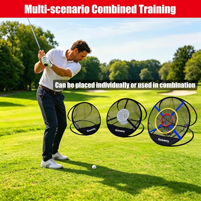 Set of 3 Golf Chipping Nets (3 Sizes) - Pop-Up Practice Targets for Indoor & Outdoor