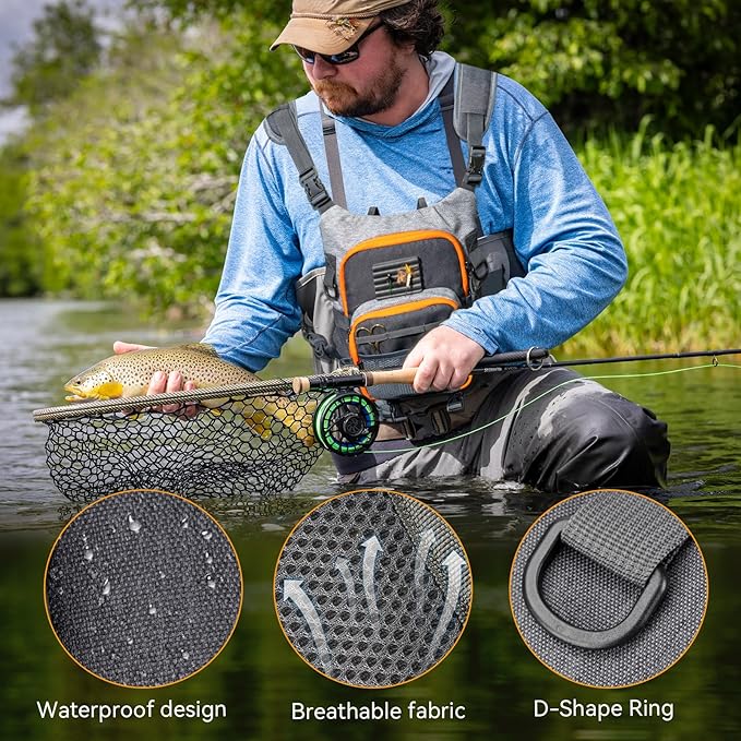 QulayQualy Fly Fishing Pack - Chest Pack with Work Station Lightweight Tackle Fishing Bag with Quick-Release