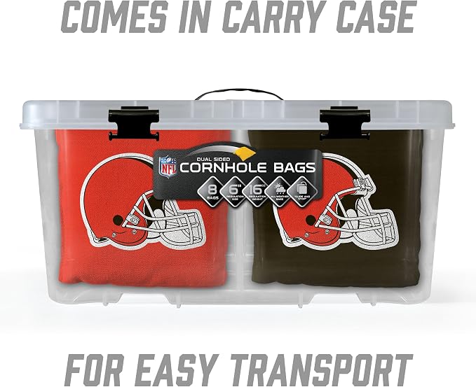YouTheFan Officially-licensed NFL Set of 8 Cornhole Bags - All Weather Dual Sided Slide & Stop - regulation size