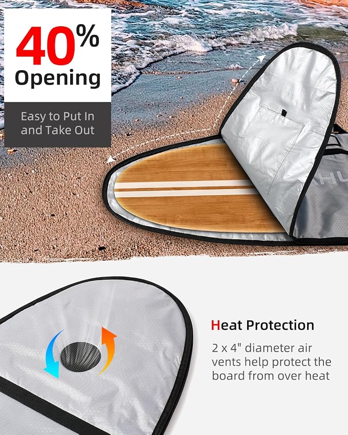 Abahub Premium Surfboard Travel Bag, Foam Padded Surf Board Cover, Shortboard Carrying Bags for Surfing, Outdoor, Airplane, Car, Truck,Size 6'0, 7'0, 7'6, 8'0, 8'6, 9'0, 9'6, 10'0