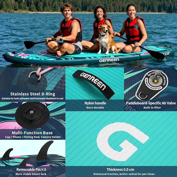 Paddle Board Stand up Paddle Board (Extra Large 11'*33/34") Newly Improved 2 Side Layers 450LBS Quality Inspection×5 (All-Season for JP customers) paddleboards Fishing Family Pet Friendly
