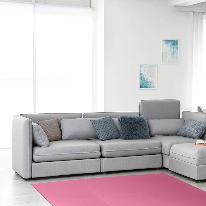 We Sell Mats 1/2 Inch Thickness Multipurpose EVA Foam Floor Tiles, Interlocking Floor Mat for Indoor Gym and Home Use, 24 in x 24 in, Pink, 24 Square Feet (6 Tiles)