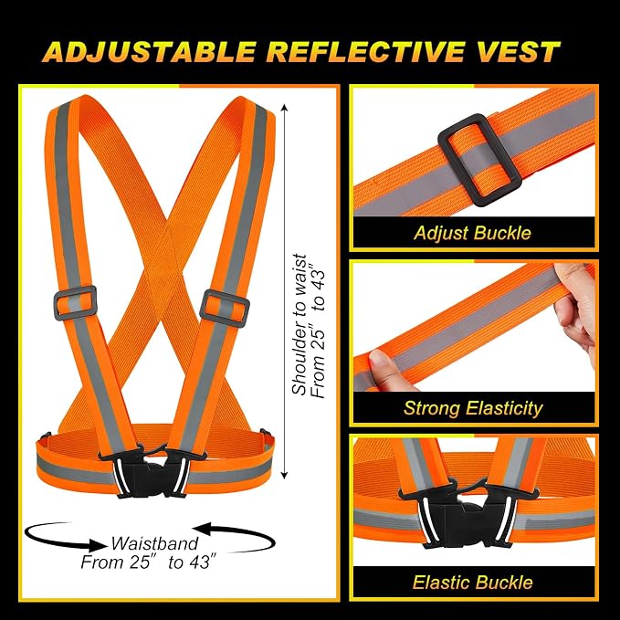 Hercicy 8 Pcs Construction Hard Hat and Vest for Adult, Construction Worker Costume Set Lightweight Safety Reflective Vest Adjustable Ratchet Safety Helmets High Vis Strips for Cycling Running