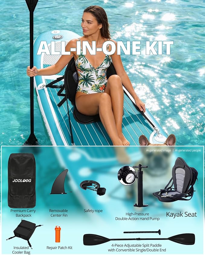 Inflatable Stand Up Paddle Board with Seat, 10'6"/10'5" SUP 440LBS, Recreational Paddleboard for Adults Beginners, Blow Up Paddle Board with Fishing Design, Camera Mount, Cooler Bag & Full Accessories