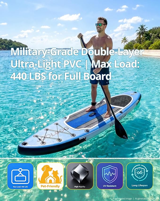 Inflatable Stand Up Paddle Board with Seat, 10'6"/10'5" SUP 440LBS, Recreational Paddleboard for Adults Beginners, Blow Up Paddle Board with Fishing Design, Camera Mount, Cooler Bag & Full Accessories