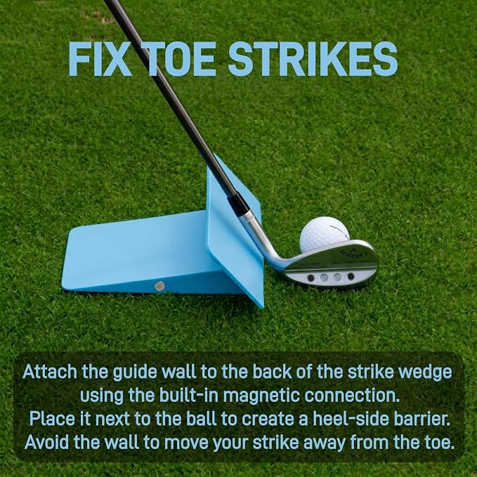 Golf Swing Trainer, Wedge Chipping Aid with Magnetic Guide Wall | PETG build, 0.16 lb weight, carry pouch, impact position drills, left or right hand use