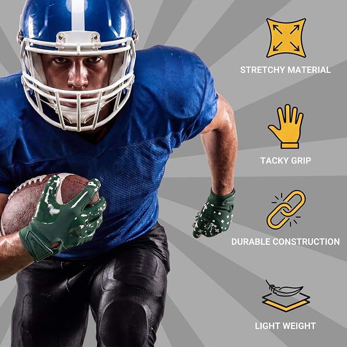 Football Gloves for Youth and Adult Men,Sticky Adhesive Palms Receiver Gloves,Grip Boost Flag Football Accessories Gifts for Family and Friends