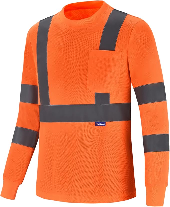 A-SAFETY Safety Shirt,High Visibility Work T Shirt Long Short Sleeve Class 3 (XS-6XL)