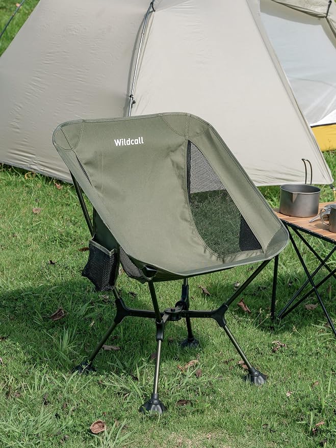 WildCall Lightweight Folding Camping Chair Quick Setup Frame Beach Chair Compact Backpacking Chair with Anti-Sink Feet