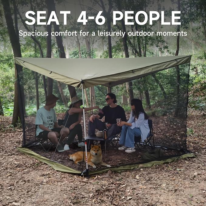 Hammock Screen House with 2 Openings, Lightweight Camping Tarp Tent Mosquito Net for Camping, Picnics, Backyard and Backpacking