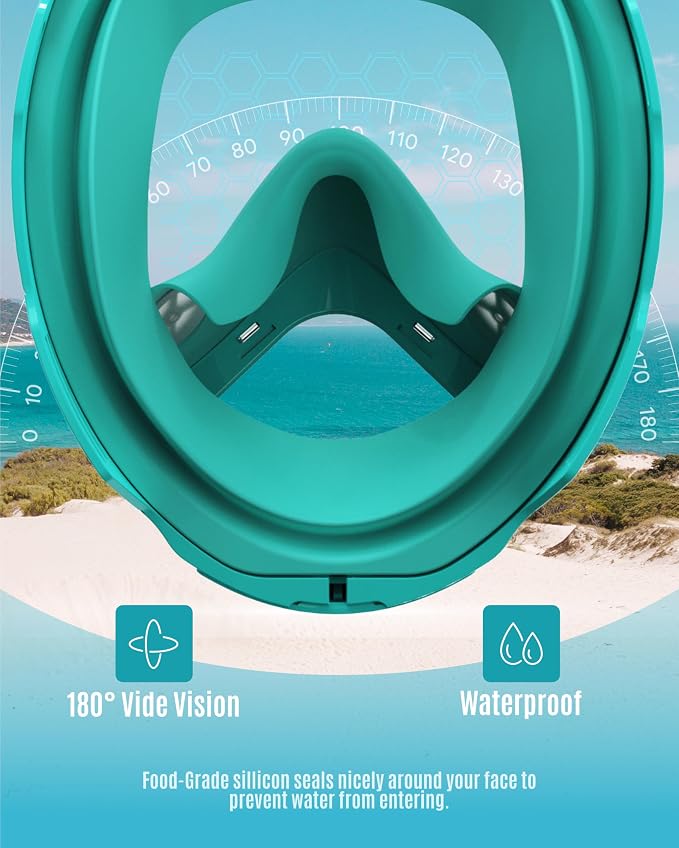 G2RISE Kids Snorkel Mask Full Face Snorkel Set, Snorkeling Gear for Kids with 180 Degree Panoramic View, Anti-Leak & Anti-Fog