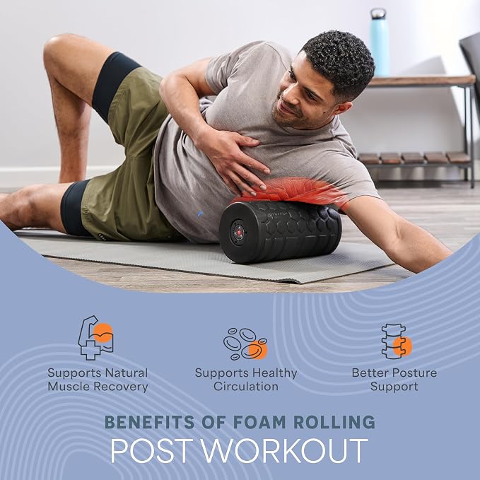 LifePro Surger Vibrating Foam Roller — Electric 4-Speed Deep Tissue Massager with Built-in Timer — Full Body Massage and Comfort for Back, Legs or Lats